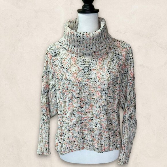 MOON & Madison Turtle Neck Cable Knit Bishop Sleeve Sweater Size XS - Picture 1 of 6